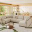 LLappuil Modular Sectional Sofa, Modular Sectional Couch with Storage, 6 Seat Corduroy Oversized Sofa with 6 Back Cushion 6 Throw Pillow Beige