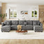 LLappuil Modular Sectional Sofa, Modular Sectional Couch with Storage, 7 Seat Corduroy Oversized Sofa with 5 Back Cushion 5 Throw Pillow Gray