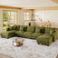 LLappuil Modular Sectional Sofa, Modular Sectional Couch with Storage, 7 Seat Corduroy Oversized Sofa with 5 Back Cushion 5 Throw Pillow Green