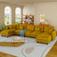 LLappuil Modular Sectional Sofa, Modular Sectional Couch with Storage, 7 Seat Corduroy Oversized Sofa with 5 Back Cushion 5 Throw Pillow Yellow