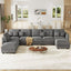 LLappuil Modular Sectional Sofa, Modular Sectional Couch with Storage, 8 Seat Corduroy Oversized Sofa with 6 Back Cushion 6 Throw Pillow Gray