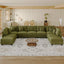 LLappuil Modular Sectional Sofa, Modular Sectional Couch with Storage, 9 Seat Corduroy Oversized Sofa with 7 Back Cushion 7 Throw Pillow Green